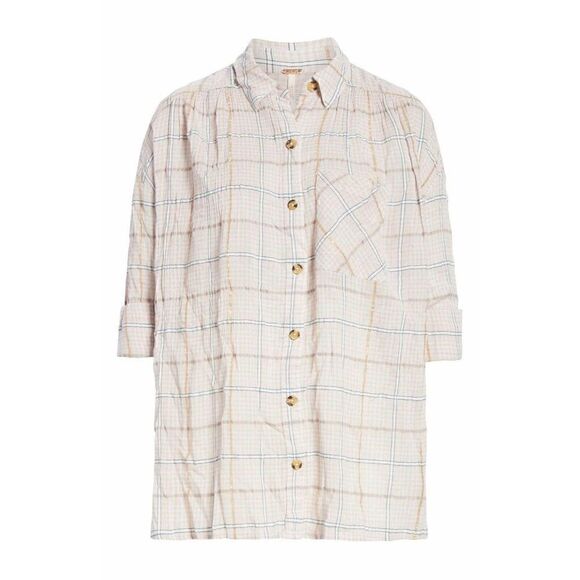 Free People Tops - Free People NWT Plaid Oversized Shirt Top XS‎